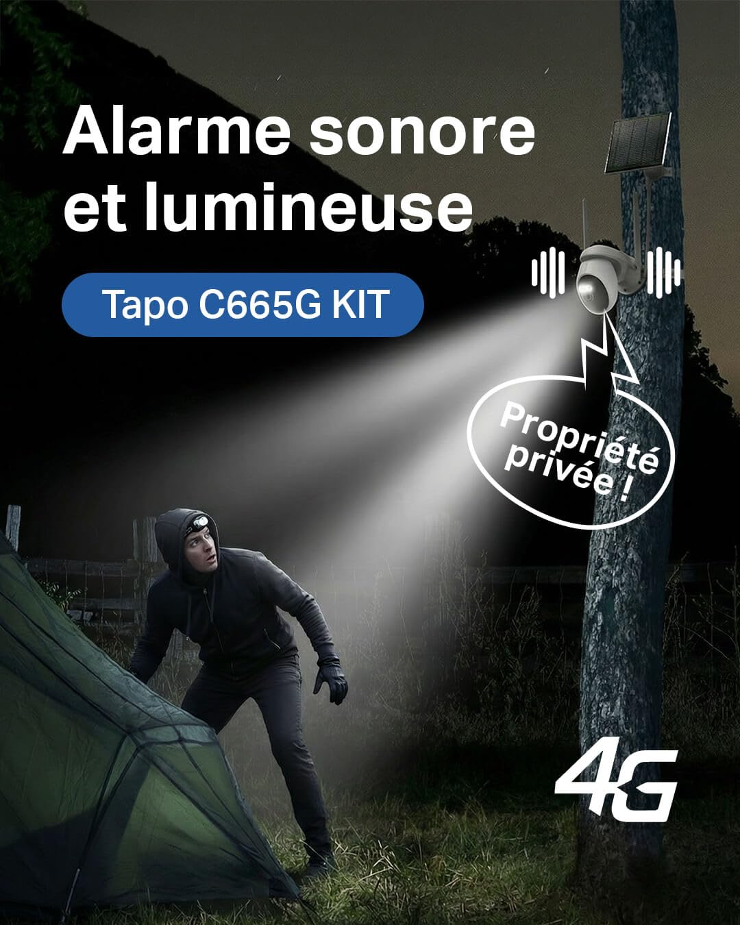 Tapo C660 Kit Caméra de Surveillance extérieure avec Panneau Solaire 4K 8MP, Vision 360°, Vision Nocturne Couleur Starlight, Batterie 10 000 mAh, détection IA, IP66, Alarme Rapide et antivol