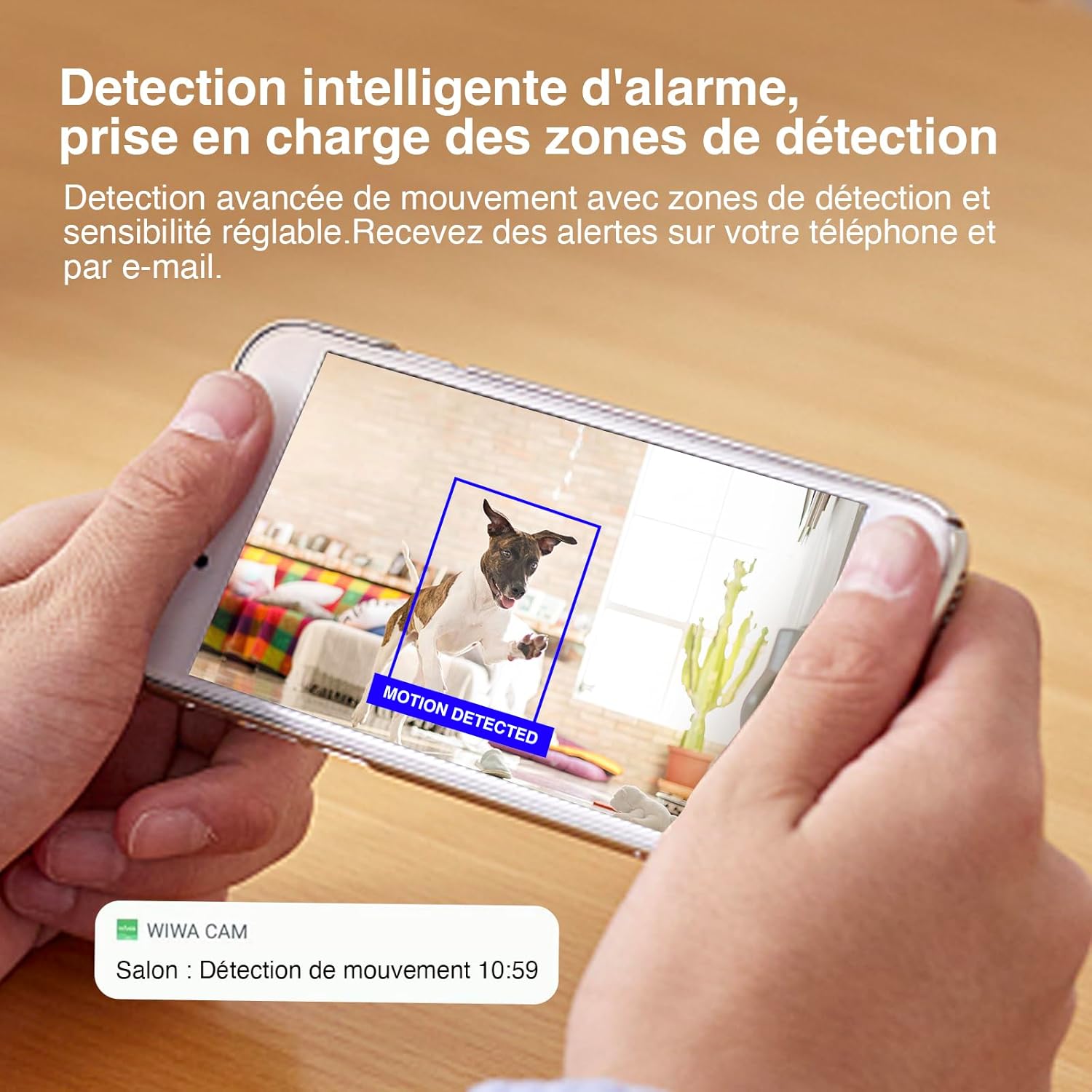 WIWACAM MW8 Caméra Espion WiFi 2K Ultra HD Camera sans Fil, 5000mAh Batterie, Détection de Mouvement Intelligente, Alarme sur Téléphone Portable, Vision Nocturne, Alarme par e-Mail,Noir
