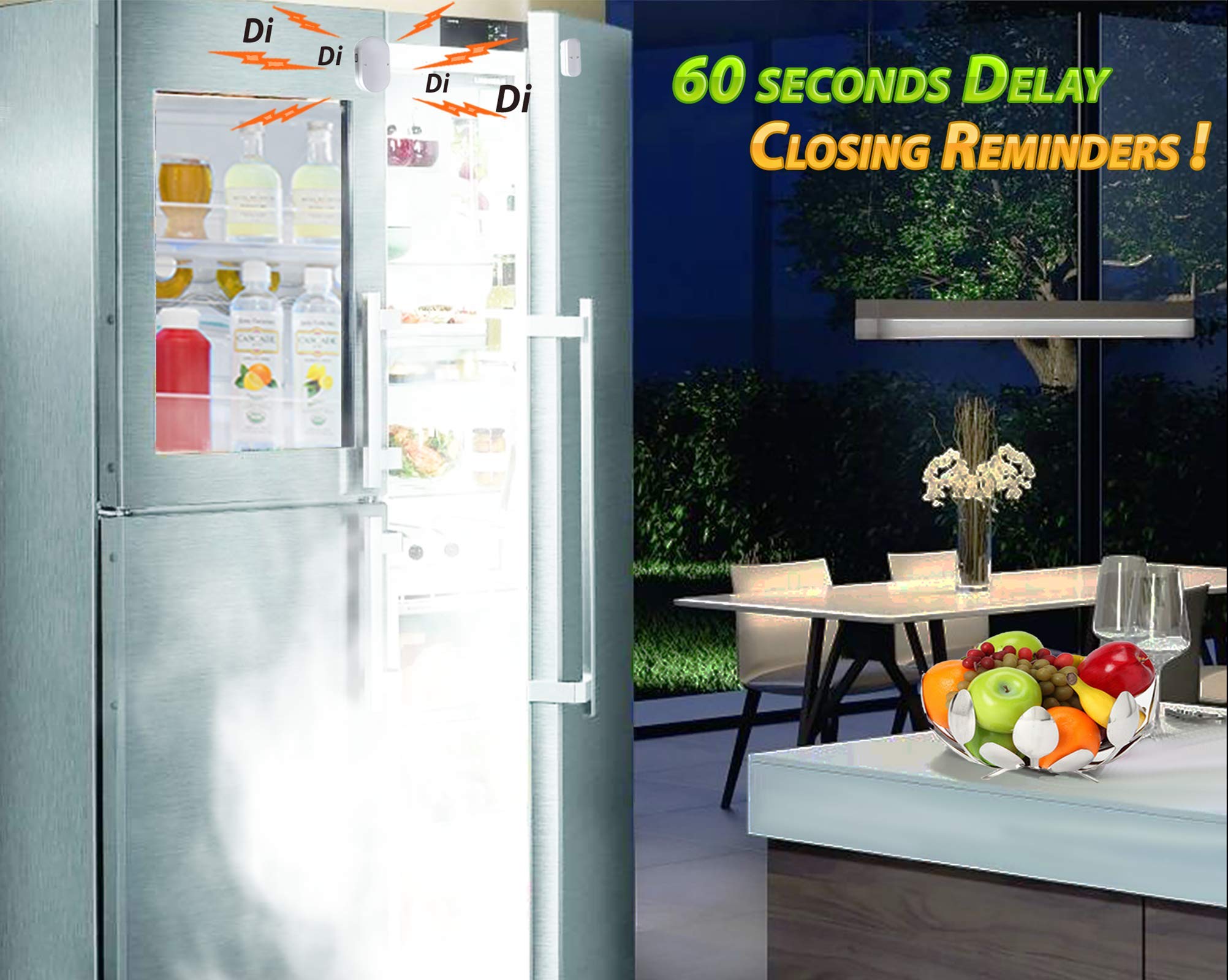 Mini Alarme de Porte Frigo et réfrigérateur, Alertes avec délai incrémental à 60, 120 et 180 Secondes, Carillon ou Sirène 80 à 110 DB, Rappel de Porte Ouverte. (Blanc)