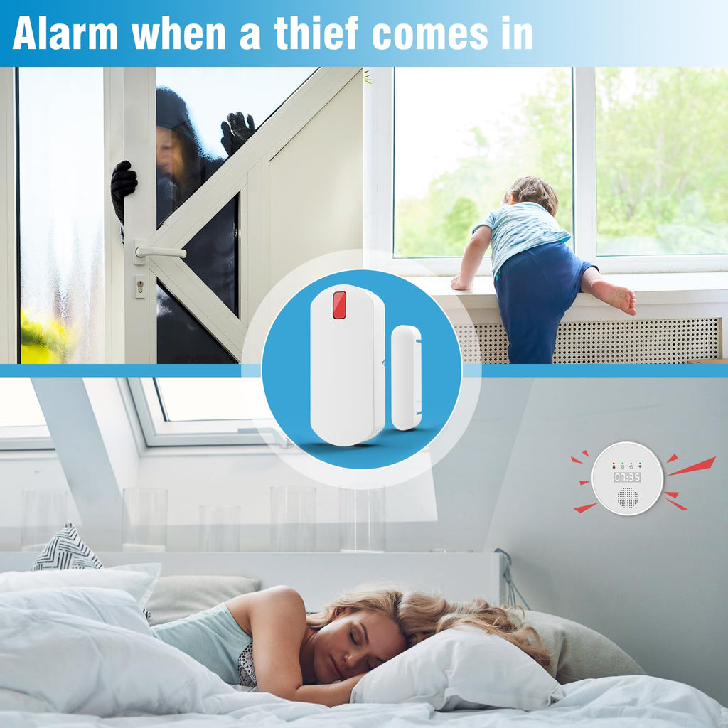 YISEELE Alarme Maison sans Fil: Connexion Wi-FI 5 GHz - Complet Sirène 125dB - Capteur Infrarouge (PIR) Anti-Animaux - 10 Capteurs Porte/Fenêtre - 2 Télécommandes - Hub - Compatible Alexa & Google