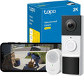 Tapo D210 Sonnette sans Fil avec caméra Exterieur 2K 3MP, IP65 étanche, Ultra Grand Angle 160°, Vision Nocturne en Couleur, Détection Humaine AI Gratuite, Audio Bidirectionnel, Installation Facile