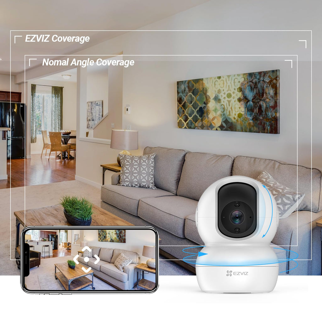 EZVIZ Caméra Surveillance WiFi Intérieure 360°, FHD 1080P, Camera WiFi 2.4Ghz, Vision Nocturne, Détection de Mouvement Suivi Intelligent, Audio Bidirectionnel, Compatible avec Alexa pour Bébé/Animaux