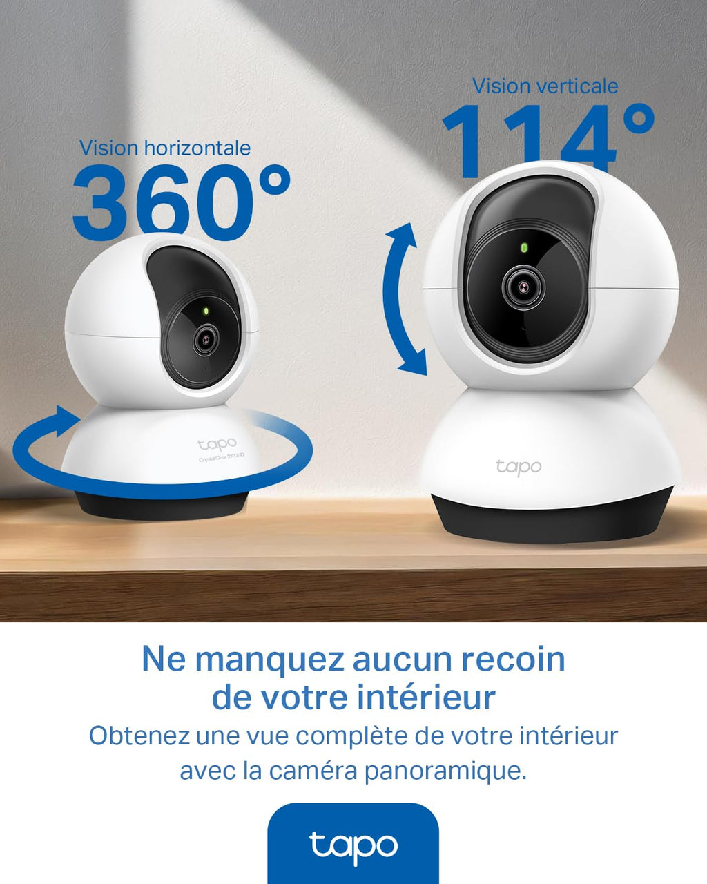 Tapo 2.5K(4MP) Caméra de Surveillance WiFi intérieure 360°, Détection Humaine AI Suivi Intelligent, Sirène et détection de Mouvement, Audio bidirectionnel, Compatible Alexa pour Bébé/Animaux C220