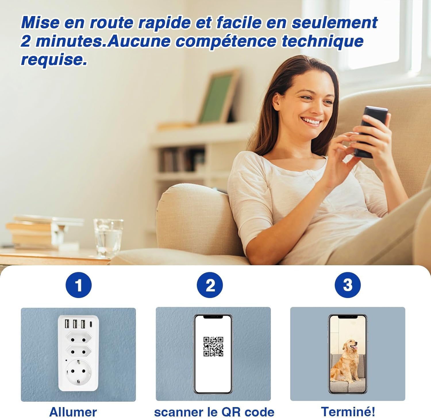 WIWACAM MW12 Caméra WiFi 4K Ultra HD, Emplacement pour Carte SD, Camera de Surveillance Interieur, détection de Mouvement Intelligente, Alarme sur téléphone Portable, Alarme par e-Mail