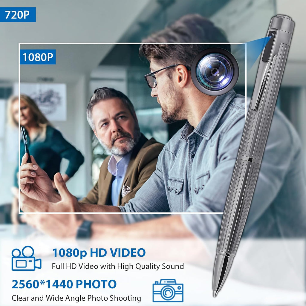 OTADUG Caméra Stylo Espion, caméra cachée 1080P de 16 Go avec Surveillance des mouvements, Enregistrement vidéo et Audio