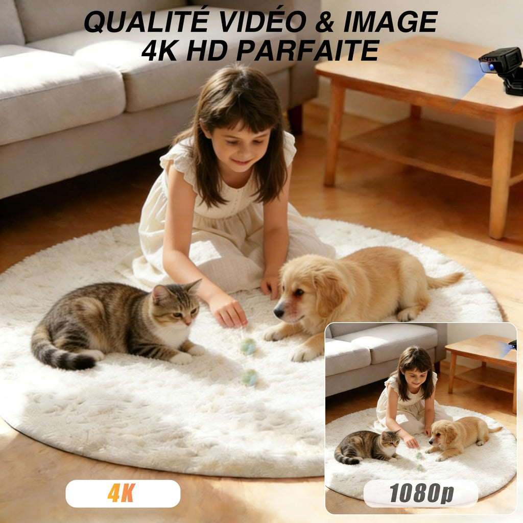 AOBOCAM Camera Espion WiFi 4K avec Cloud – Caméra de Surveillance Intérieure sans Fil, Vision Nocturne Grand Angle 150°, Détection de Mouvement AI Intelligente, Mini Caméra de Sécurité