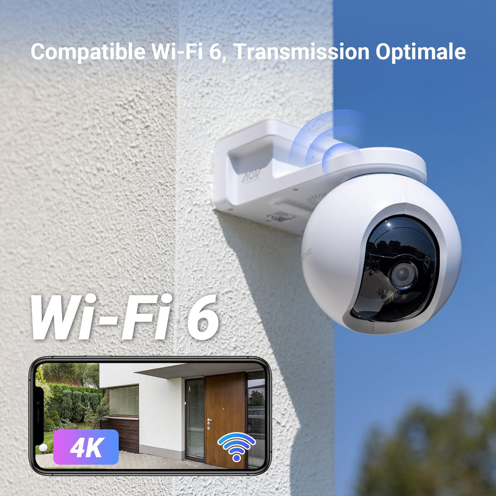 EZVIZ 4K(8MP) Caméra Surveillance WiFi Extérieure sans Fil + 5W Panneau Solaire, Détection de Personnes/Véhicules, Caméra Solaire Extérieure 360°, Mode AOV, Défense Active, CB8 Pro 4K Kit