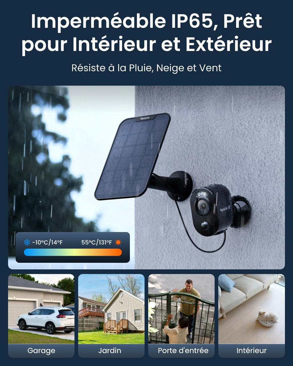 Reolink 4K Caméra Surveillance WiFi Exterieure sans Fil, Détection de Personne/Véhicule/Animal, WiFi 2,4/5 GHz, Vision Nocturne en Couleur, Audio Bidirectionnel, Argus 3 Ultra+Panneau Solaire Noir