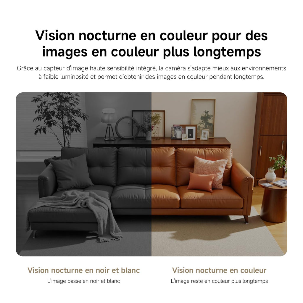 XIAOMI C201 1080p HD, caméra de sécurité, WiFi 6, 360° Panorama, Vision Nocturne Couleur, Protection Objectif, Audio bidirectionnel, babyphone, caméra Animaux, Compatible avec Alexa et Google