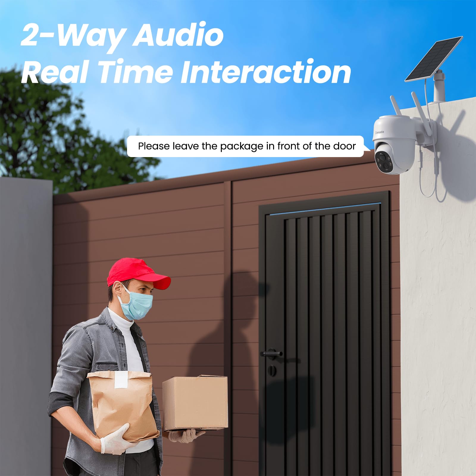 Cinnado Camera Surveillance WiFi Exterieure sans Fil - 2K Camera Exterieur sans Fil avec Panneau Solaire, 360° PTZ, Alerte Instantanée PIR, Vision Nocturne Couleur, Audio Bidirectionnel, B6 (Noire)