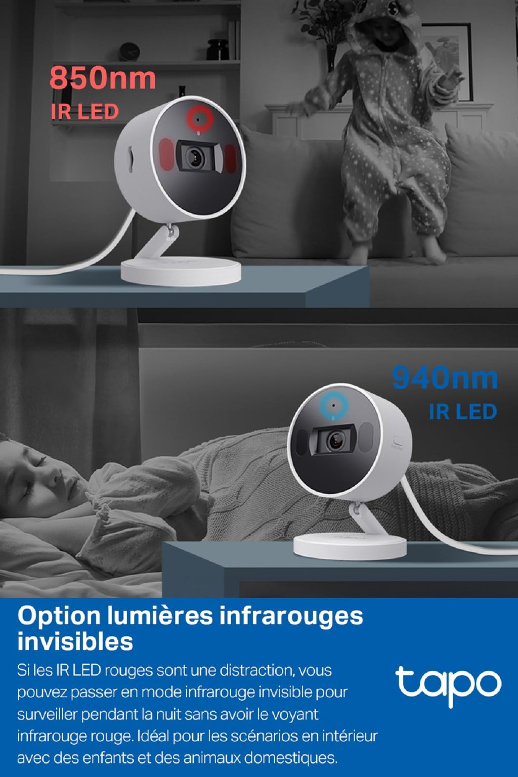 Tapo C110 Caméra de Surveillance WiFi intérieure 2K 3MP, Audio bidirectionnel, détection de Mouvement, Alarme sonore et Lumineuse, Vision Nocturne, Compatible avec Alexa, Google Assistant