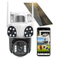 4K Camera Surveillance WiFi Exterieure sans Fil,à triple objectif/Camera Solaire/Batterie,2.4/5G WIFI,360° PTZ Sécurité à Domicile,Vision Vocturne,Alarme,Audio Bidirectionnel,Suivi Automatique,8MP HD