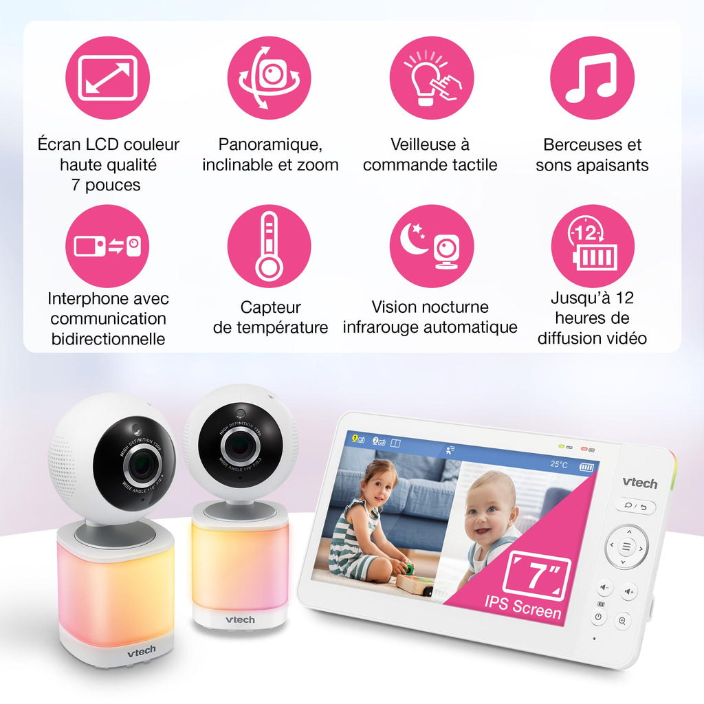 VTech VM924 Baby Monitor with Camera, Pan&Tilt,Video Baby Monitor with 5" LCD Screen,Up to 17 Hrs Battery Life,1.33x Zoom,Night Vision,300m Long Range,Soothing Sounds,2-Way Talk,Secured Transmission