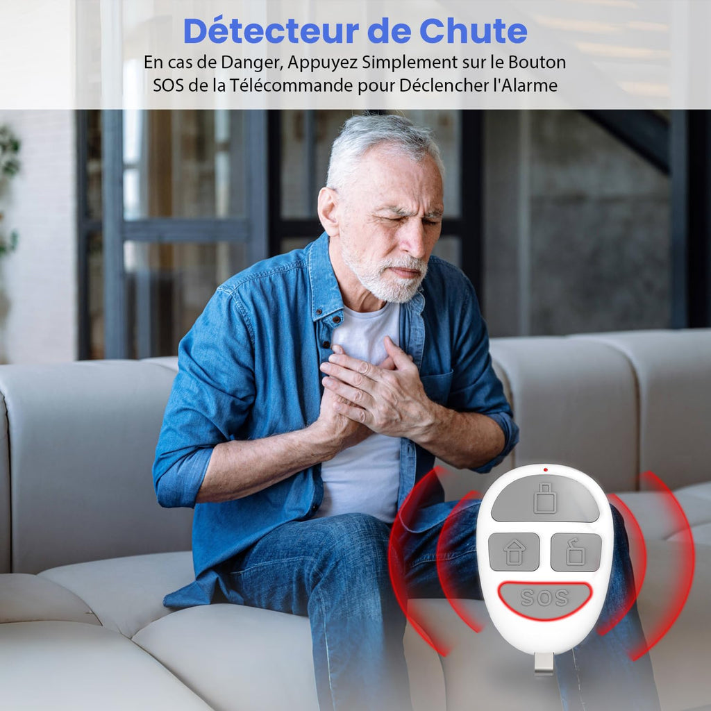 YISEELE Alarme Maison sans Fil: Connexion Wi-FI 5 GHz - Complet Sirène 125dB - Capteur Infrarouge (PIR) Anti-Animaux - 10 Capteurs Porte/Fenêtre - 2 Télécommandes - Hub - Compatible Alexa & Google