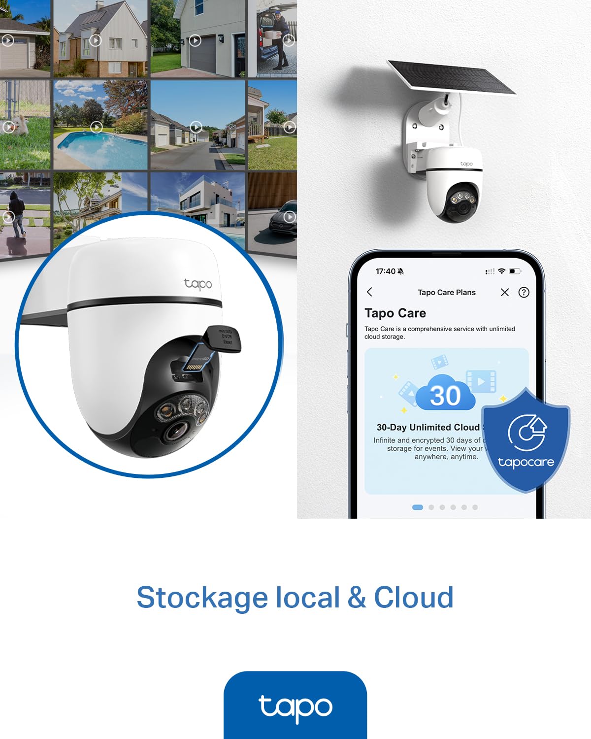 Tapo C660 Kit Caméra de Surveillance extérieure avec Panneau Solaire 4K 8MP, Vision 360°, Vision Nocturne Couleur Starlight, Batterie 10 000 mAh, détection IA, IP66, Alarme Rapide et antivol
