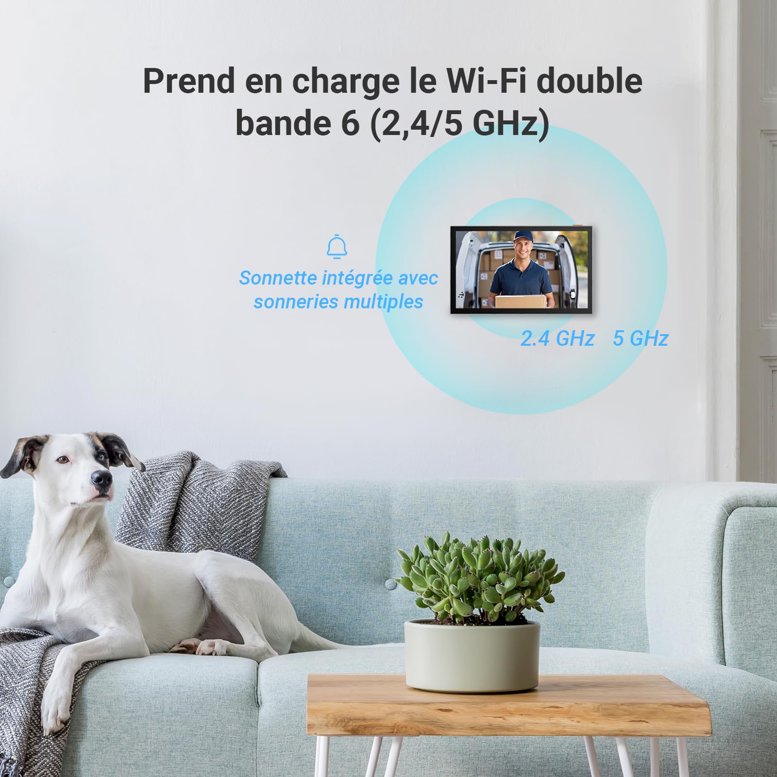 EZVIZ CP5 Visiophone connecté WiFi, Résolution 1080P, Moniteur Tactile Couleur 7", Portier vidéo à installation 2 Fils, Déverrouillage à Distance, Audio Bidirectionnel, Vision Nocturne, Design Compact