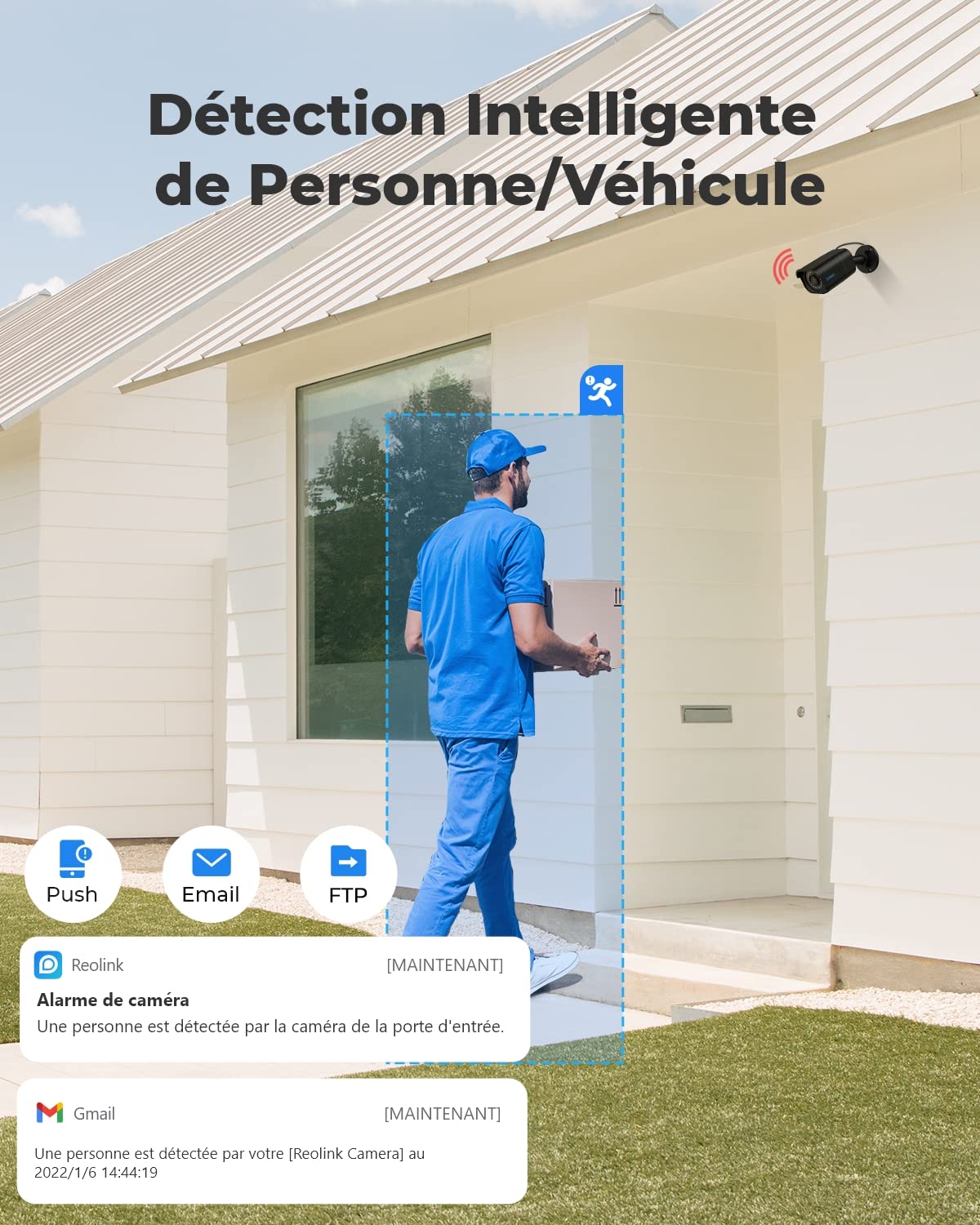 Reolink 4K Caméra IP PoE avec Détection Personne/Véhicule/Animal, Caméra de Surveillance Extérieure avec Etanche IP67, Fente pour Carte microSD, Vision Nocturne IR, Support Audio, Time Lapse, RLC-810A