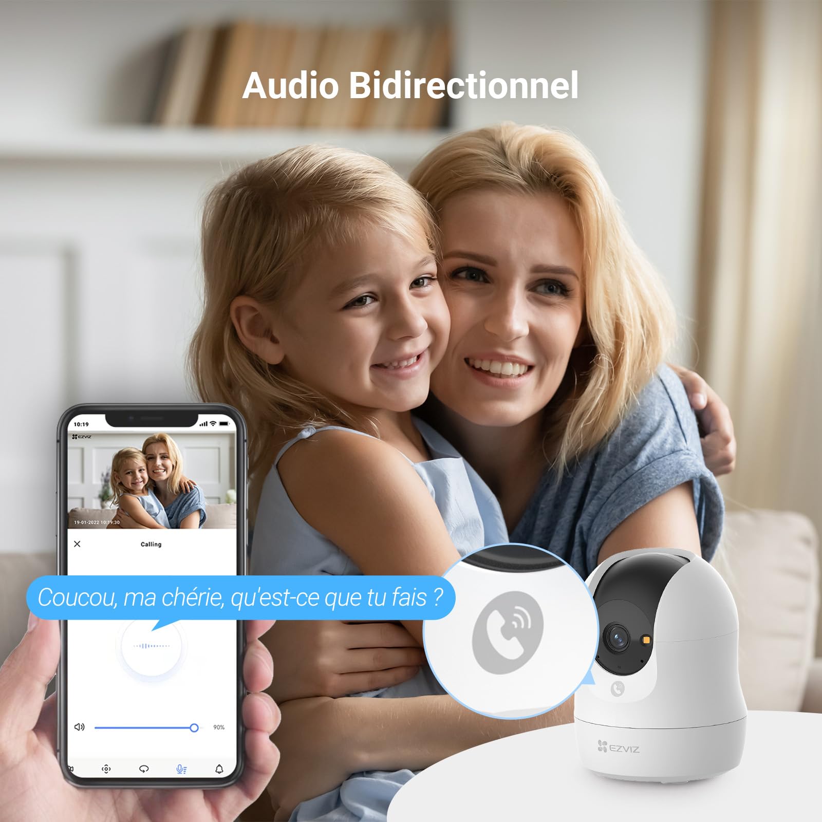 EZVIZ Caméra Surveillance WiFi Intérieure 360°, FHD 1080P, Camera WiFi 2.4Ghz, Vision Nocturne, Détection de Mouvement Suivi Intelligent, Audio Bidirectionnel, Compatible avec Alexa pour Bébé/Animaux