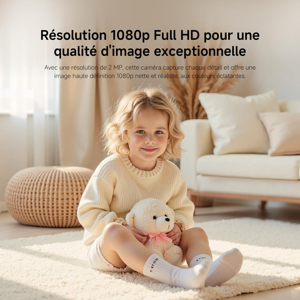 XIAOMI C201 1080p HD, caméra de sécurité, WiFi 6, 360° Panorama, Vision Nocturne Couleur, Protection Objectif, Audio bidirectionnel, babyphone, caméra Animaux, Compatible avec Alexa et Google