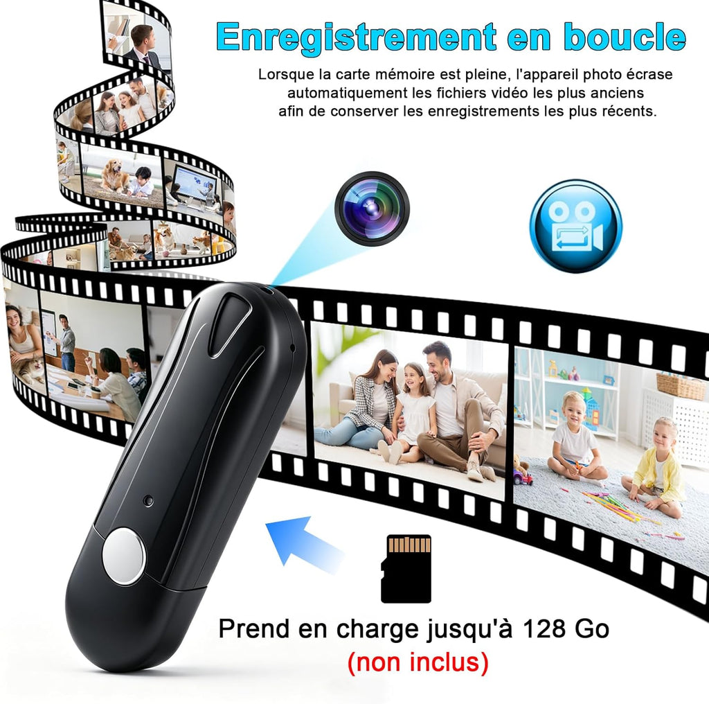 Caméra Espion,Mini Camera Cachée sans Fil Clé USB,Mciro HD 1080P Caméra de Surveillance avec Détection de Mouvement aux pour Réunions et à Une Utilisation en Activités en Plein air