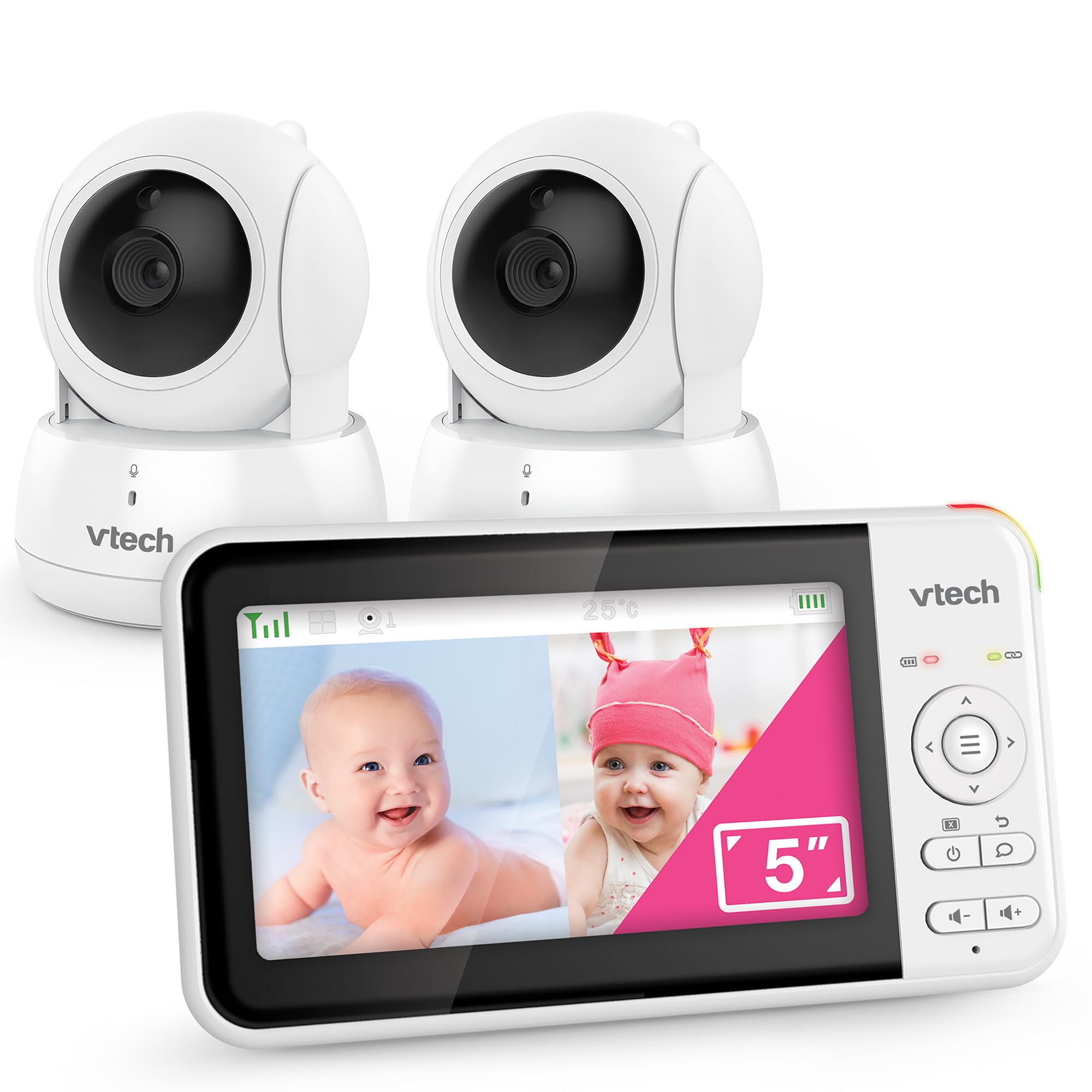 VTech VM924 Baby Monitor with Camera, Pan&Tilt,Video Baby Monitor with 5" LCD Screen,Up to 17 Hrs Battery Life,1.33x Zoom,Night Vision,300m Long Range,Soothing Sounds,2-Way Talk,Secured Transmission