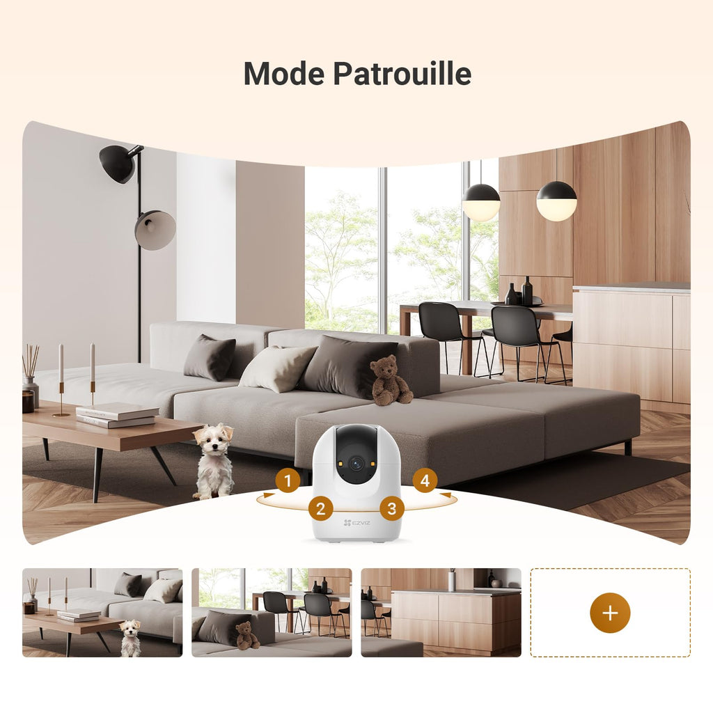 EZVIZ C6N Caméra Surveillance WiFi Intérieure 1080p, Caméra Bébé Pan/Tilt à 360°, WiFi 2.4Ghz, Vision Nocturne Intelligente avec Smart IR, Détection de Movement et Suivi Auto, Audio Bidirectionnel