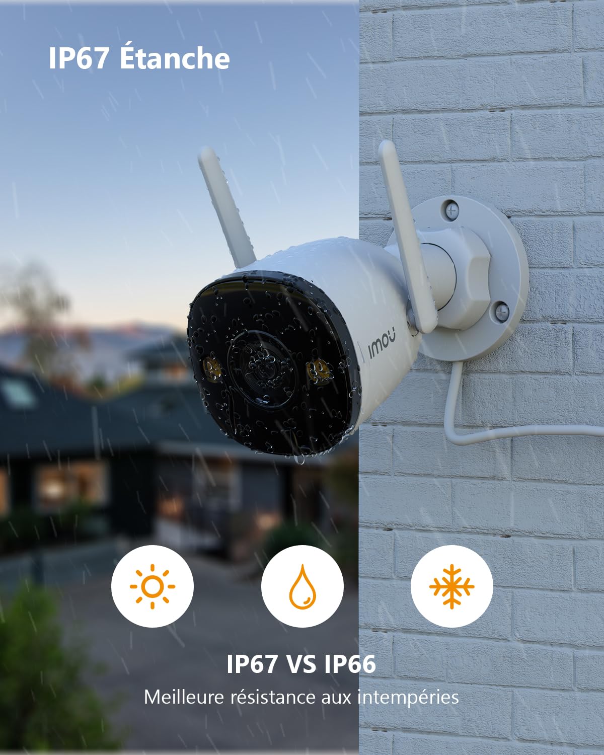 Imou Caméra de Surveillance WiFi Extérieure, 3K Caméra IP WiFi 2.4 GHz Étanche avec Vision Nocturne de 30m, Détection de Mouvement AI (Bullet 2C 5MP)