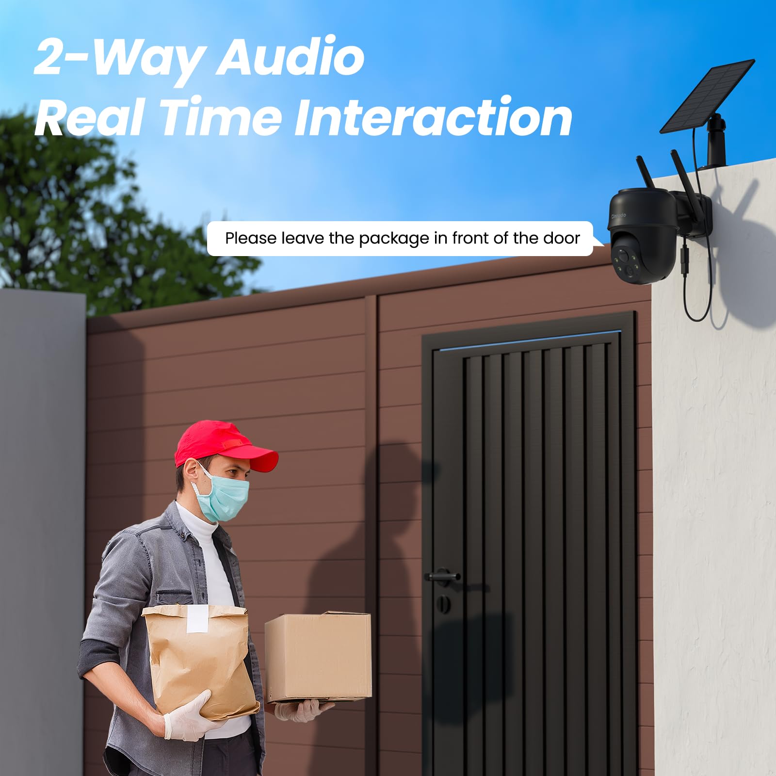 Cinnado Camera Surveillance WiFi Exterieure sans Fil - 2K Camera Exterieur sans Fil avec Panneau Solaire, 360° PTZ, Alerte Instantanée PIR, Vision Nocturne Couleur, Audio Bidirectionnel, B6 (Noire)