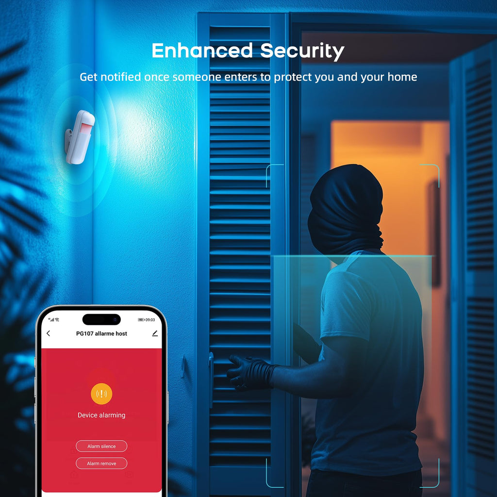 LWOHSI Système d'Alarme Maison,Alarme Maison sans Fil GSM+WiFi,Caméra de Surveillance HD 3MP,Capteur de Porte et Fenêtre Installation Facile,Détecteur de Mouvement,Compatible avec Alexa et Google