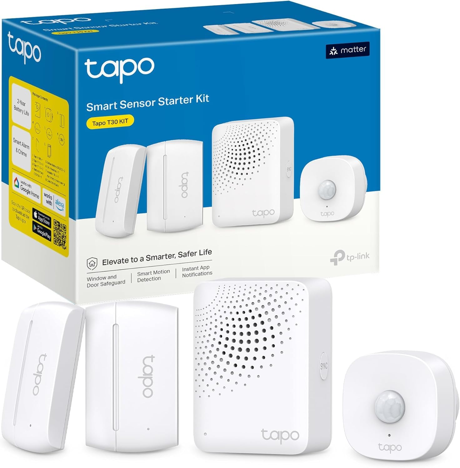 Tapo Détecteur de Mouvement Intelligent Tapo T110, pour la sécurité des fenêtres/Portes, durée de Vie de la Batterie de 1 an et Plus, Notification d'application instantanée, Hub requis