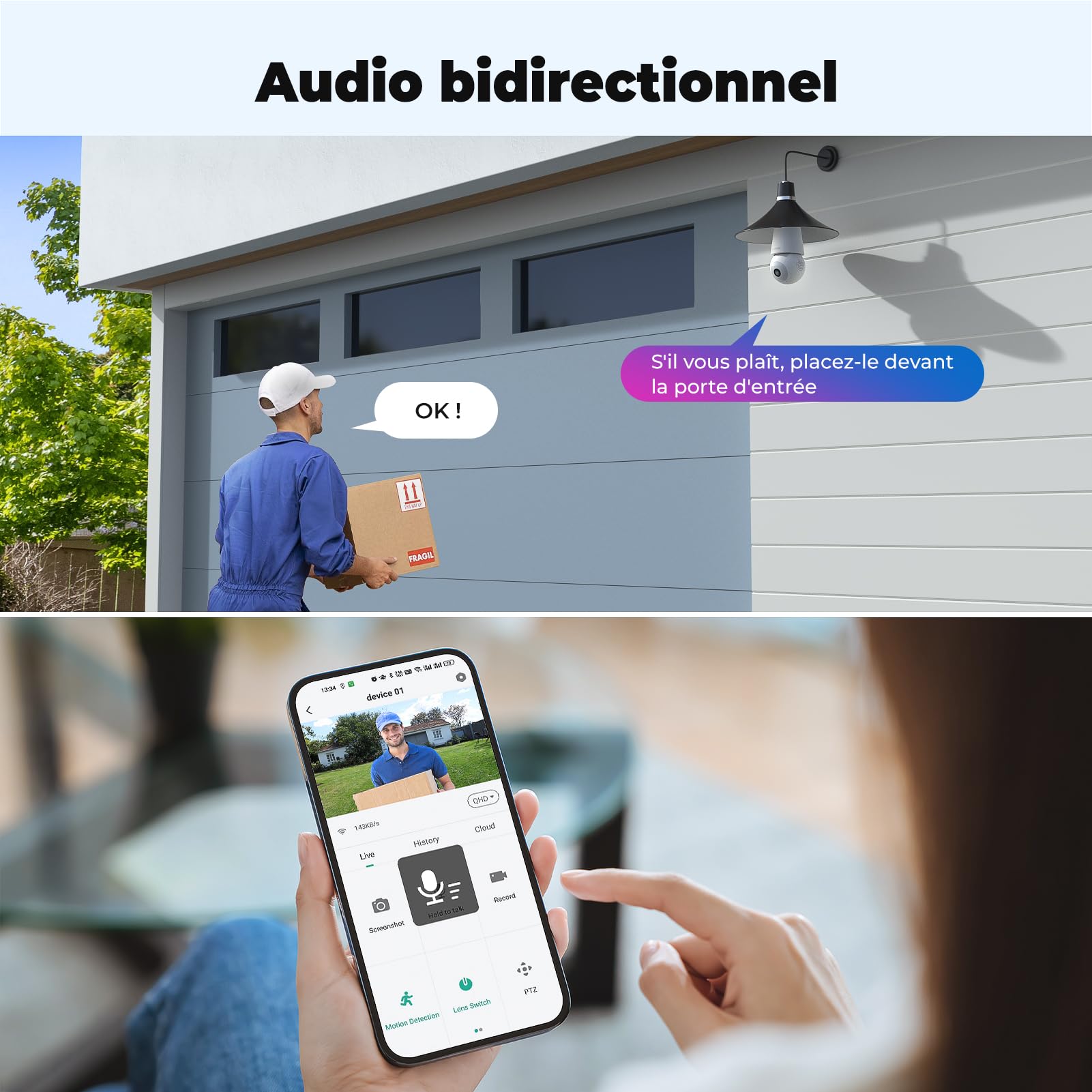 Codnida Camera Surveillance WiFi Intérieur/Extérieure sans Fil,2K Ampoule Camera Surveillance WiFi,Caméras de Surveillance avec Douille de Lampe E27,Sirène et Alarme Lumineuse,Vision Nocturne Couleur