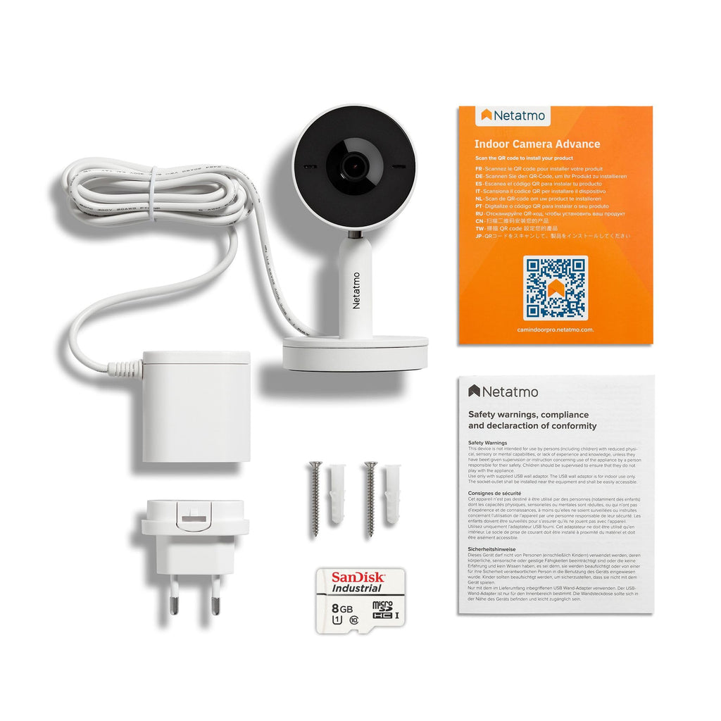Netatmo Intelligente Caméra Intérieure Advance - Reconnaissance Faciale, Audio-Bidirectionnel, Angle de Vue de 130°, 2K HDR, 30 fps, Zoom X16, 2X Carte SD - Noire