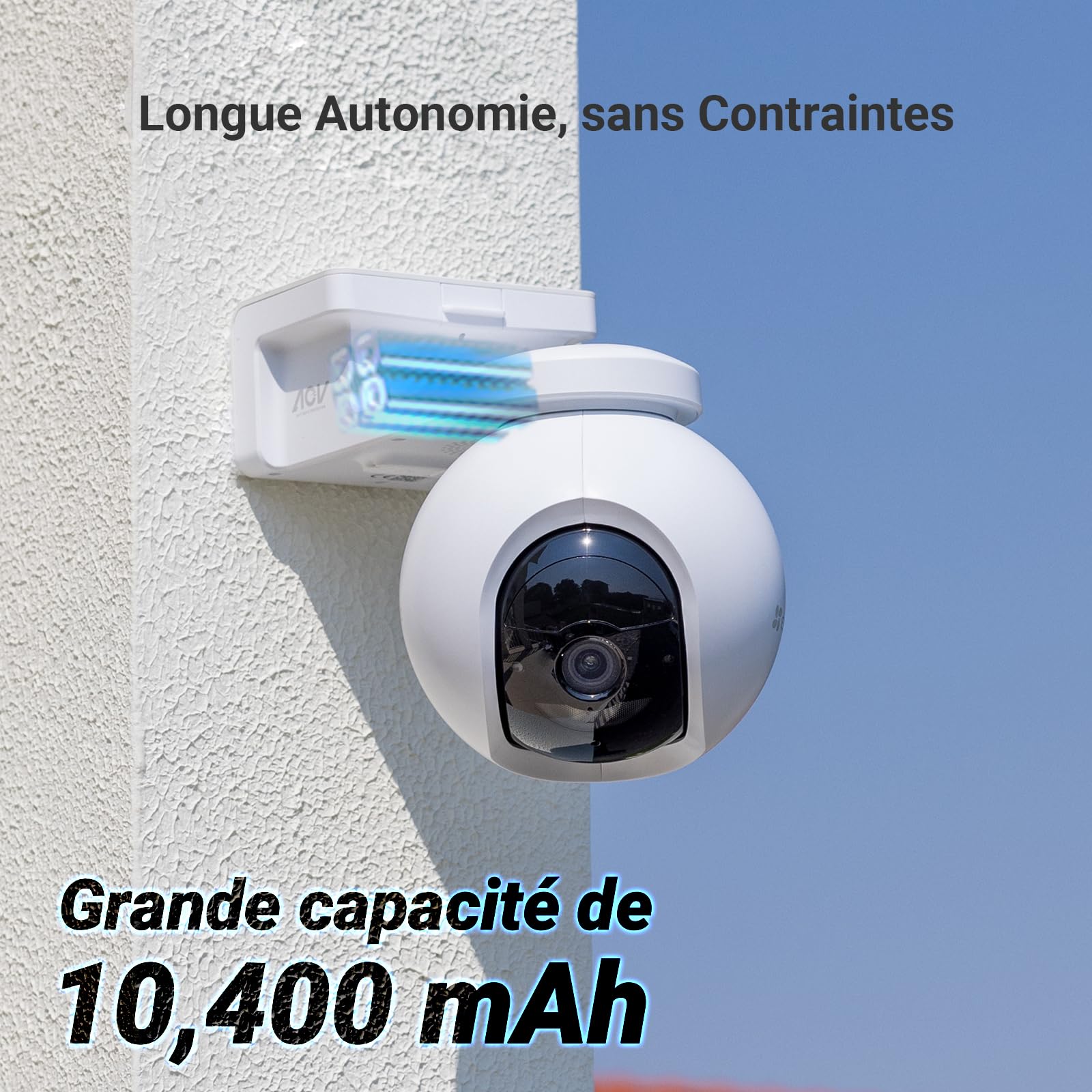 EZVIZ 4K(8MP) Caméra Surveillance WiFi Extérieure sans Fil + 5W Panneau Solaire, Détection de Personnes/Véhicules, Caméra Solaire Extérieure 360°, Mode AOV, Défense Active, CB8 Pro 4K Kit