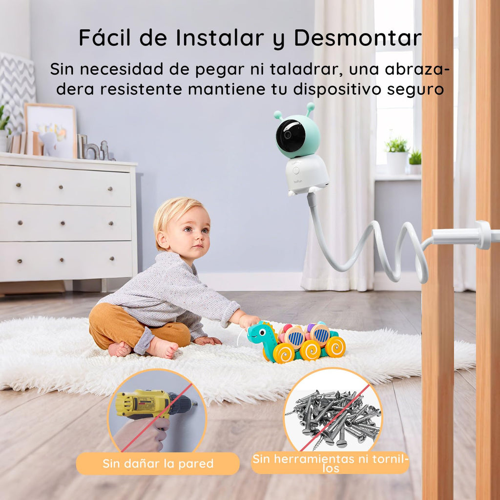 BOIFUN Babyphone Camera Bébé 2K, Baby Phone avec Caméra WiFi et Moniteur 5", Vision Nocturne Invisible, Veilleuse Bébé Colorée Réglable, Alerte Mouvements/Pleurs, Température, Zoom 4X, Rappel Biberon