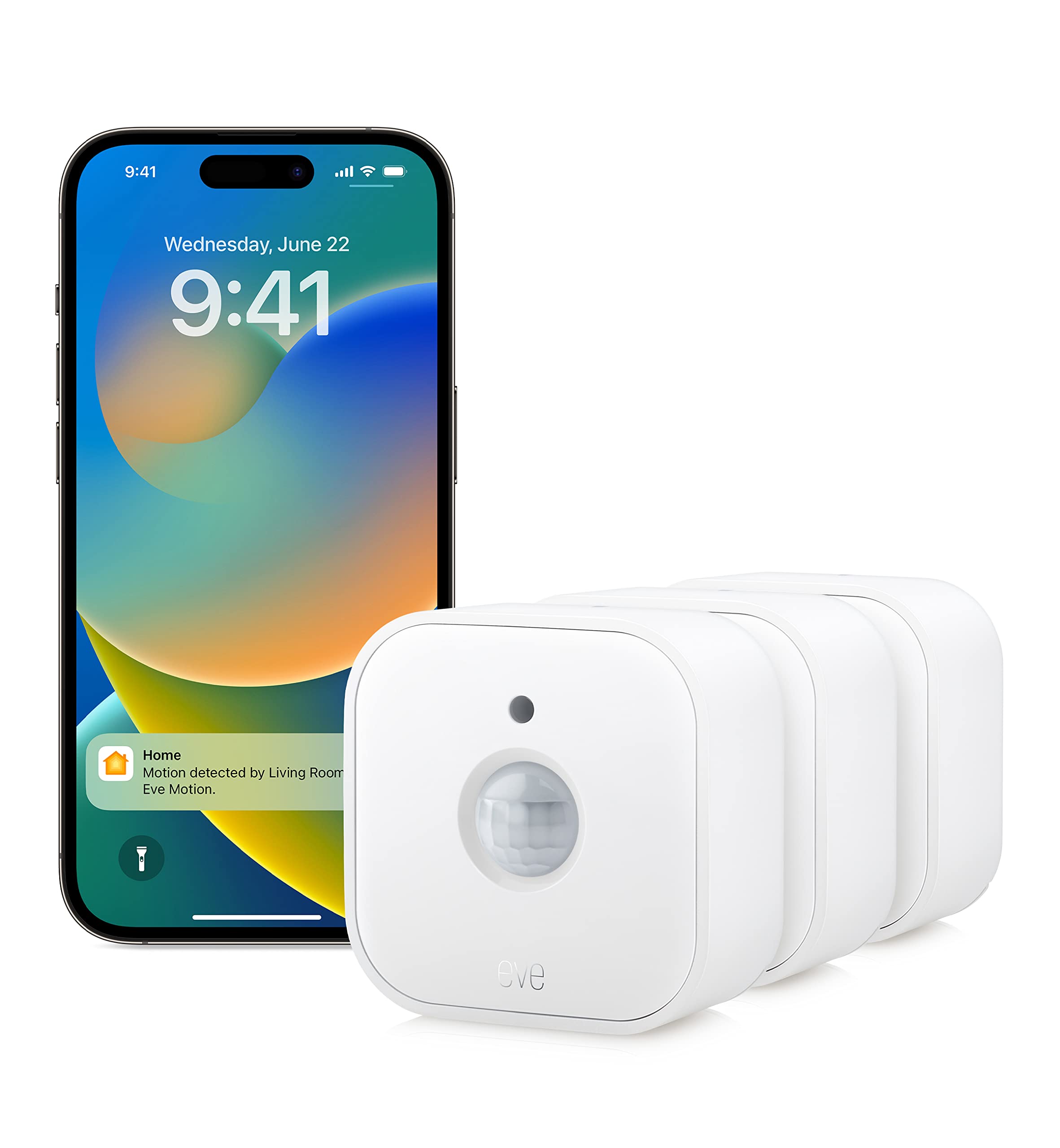 Eve Motion (Matter) – Capteur de mouvement et sensor de lumière intelligent, intérieur & extérieur, sécurité connectée, Apple Home, Alexa, Google Home, SmartThings, Nécessite un Thread concentrateur