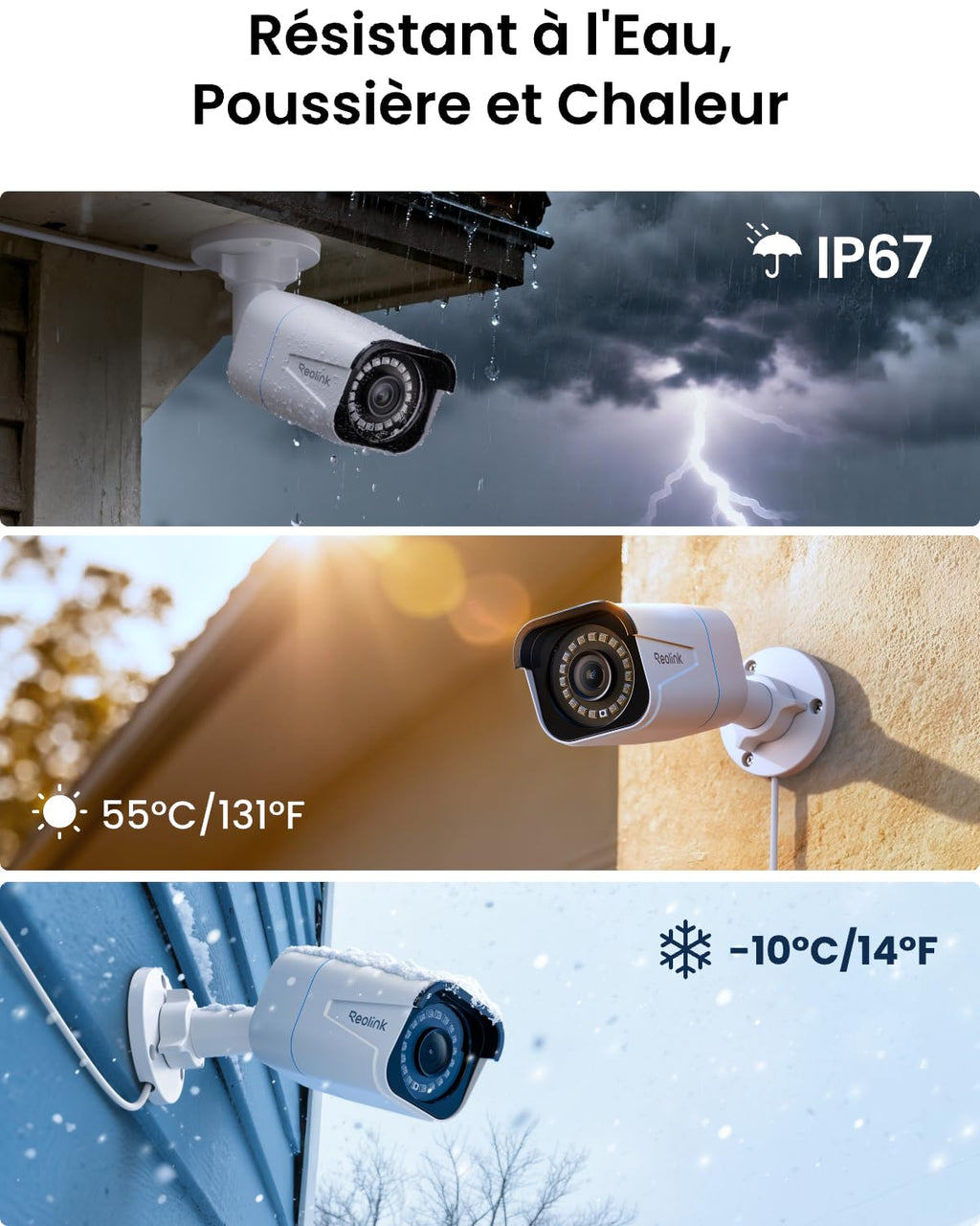 Reolink 4K Caméra IP PoE avec Détection Personne/Véhicule/Animal, Caméra de Surveillance Extérieure avec Etanche IP67, Fente pour Carte microSD, Vision Nocturne IR, Support Audio, Time Lapse, RLC-810A