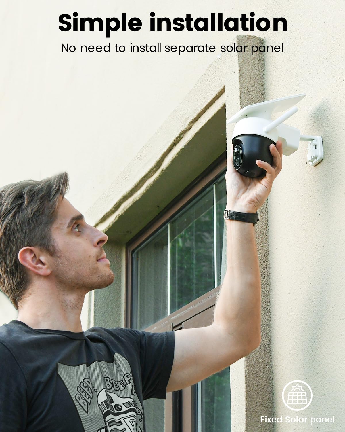 aosu 2K Camera Surveillance WiFi Exterieure sans Fil Camera Solaire WiFi Exterieur, 3MP 360°Panoramique PTZ, Suivi Automatique, Vision Vocturne, Alarme Lumineuse et Sonore, Audio Bidirectionnel