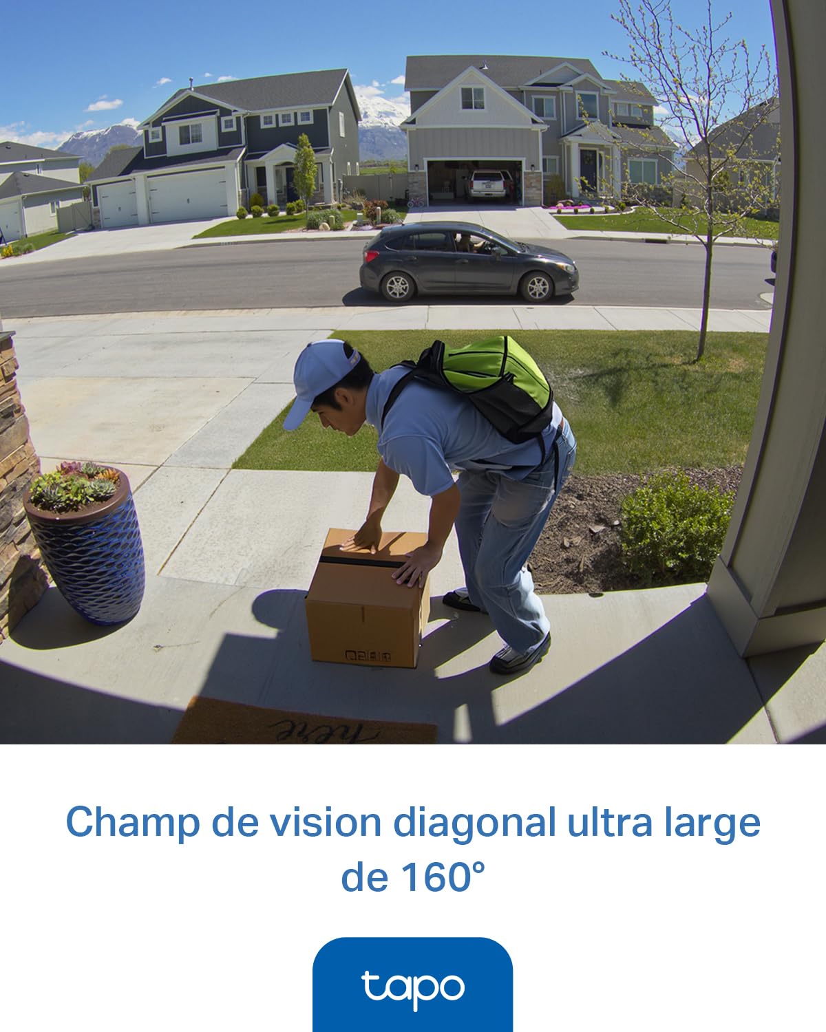 Tapo D205 Sonnette sans fil avec caméra exterieur 2K 3MP, IP54 étanche, Grand angle 160°, Vision Nocturne, Détection Humaine AI gratuite, Audio Bidirectionnel, autonomie 180j, Installation facile