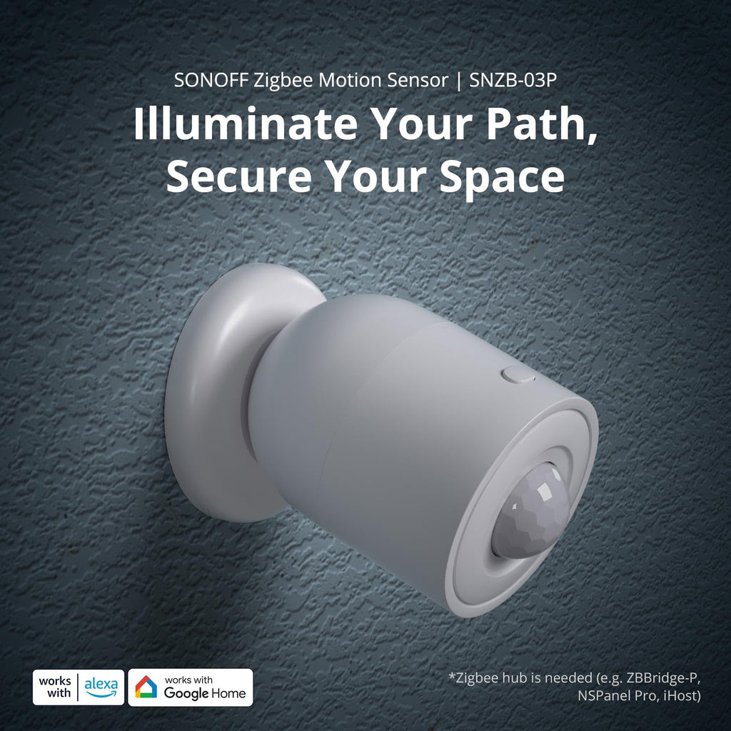 SONOFF SNZB-03P Détecteur de Mouvement ZigBee, Detecteur ZigBee 3.0 Sans Fil, Détection 5 Secondes, Scène Intelligente, SONOFF Zigbee Bridge Requis, Piles Incluses, Compatible avec Alexa/Google Home
