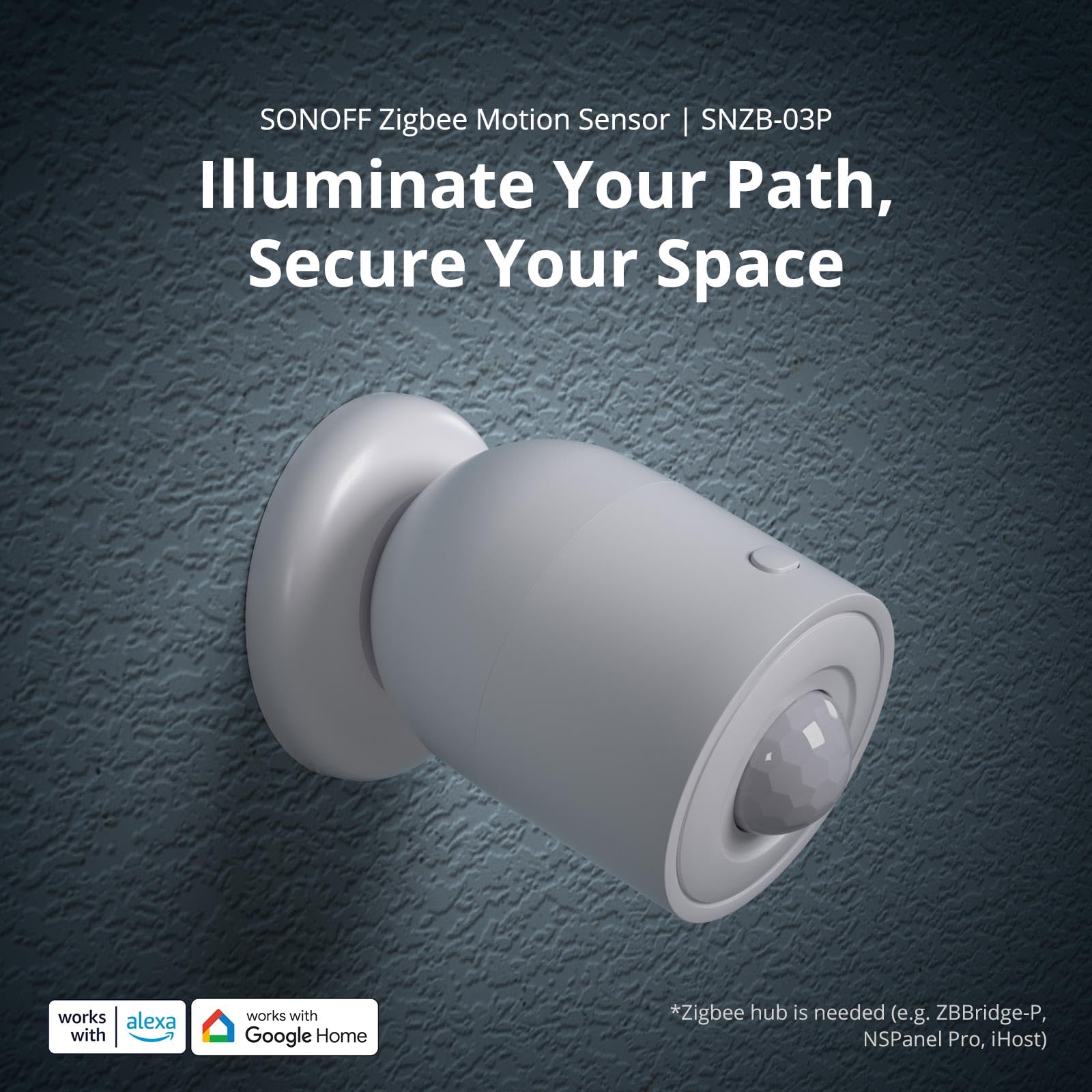 SONOFF SNZB-03P Détecteur de Mouvement ZigBee, Detecteur ZigBee 3.0 Sans Fil, Détection 5 Secondes, Scène Intelligente, SONOFF Zigbee Bridge Requis, Piles Incluses, Compatible avec Alexa/Google Home