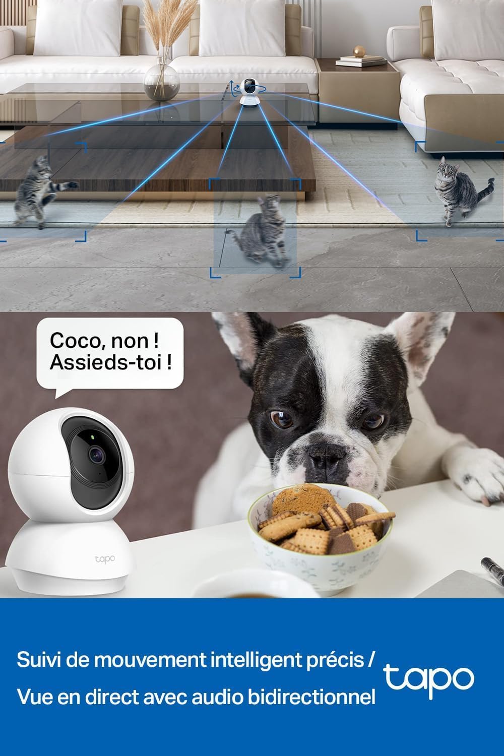 Tapo C210 2 Pack Caméra WiFi Intérieure 2K QHD 3MP, Rotation 360°, Détection de Personne&Pleurs de Bébé, Vision Nocturne, Audio Bidirectionnel, Stockage Cloud&microSD 512 Go,Alexa et Google Assistant