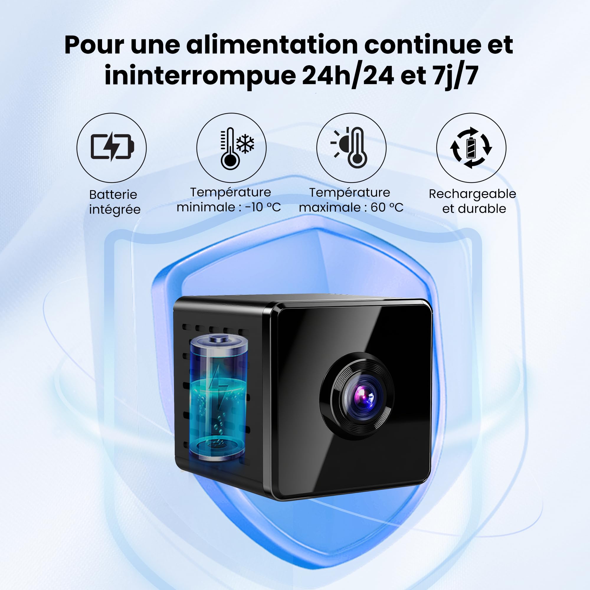 Caméra Espion Mini 4K avec Vision Nocturne et WiFi - Caméra de Sécurité Intérieure avec Détection de Mouvement - Stockage Cloud et Carte SD / Batterie Intégrée - Vidéo en Temps Réel pour Maison et Sur