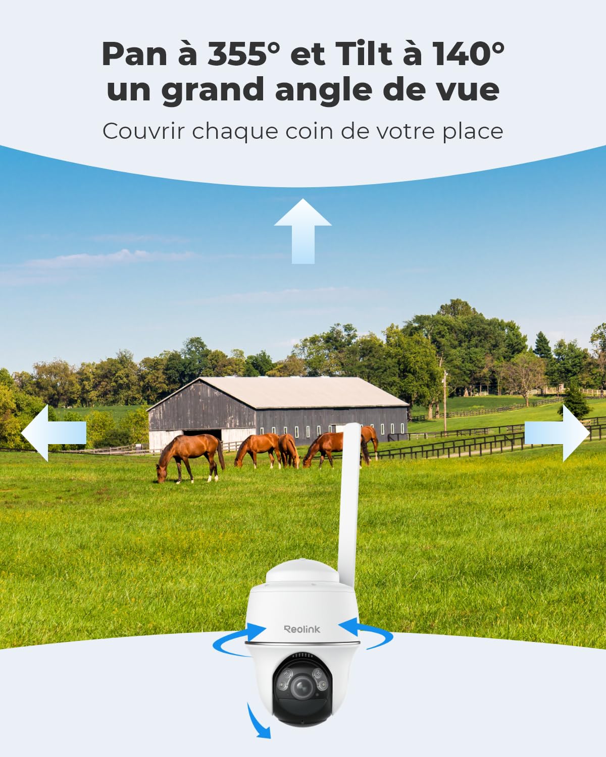 Reolink 3G/4G LTE Camera Surveillance Extérieure avec Carte SIM+microSD 32Go, 5MP Caméra Solaire PT, Détection Intelligente, Vision Nocturne Couleur, Audio Bidirectionnel, Go PT Plus+Panneau Solaire