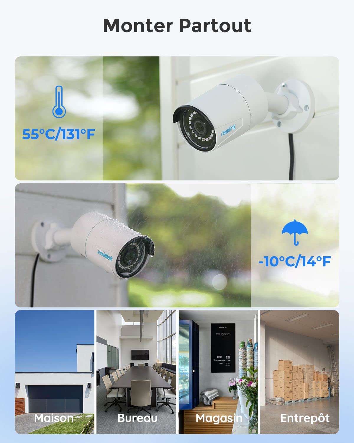 Reolink 5MP Caméra de Surveillance Extérieure, Kit Vidéo Surveillance avec 8CH 2To NVR et Caméra IP PoE Filaire 4X 5MP, Détection Personne/Véhicule, Vision Nocturne 30m avec Audio, RLK8-520D4-5MP