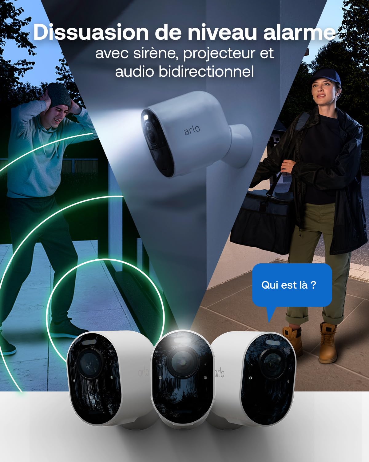 ARLO Pro 5 2K, Caméra de Surveillance WiFi Extérieure sans Fil, Détection par IA, Vision Nocturne Couleur, Audio bidirectionnel, Compatible avec Alexa, Essai Secure Inclus, 2 Caméras