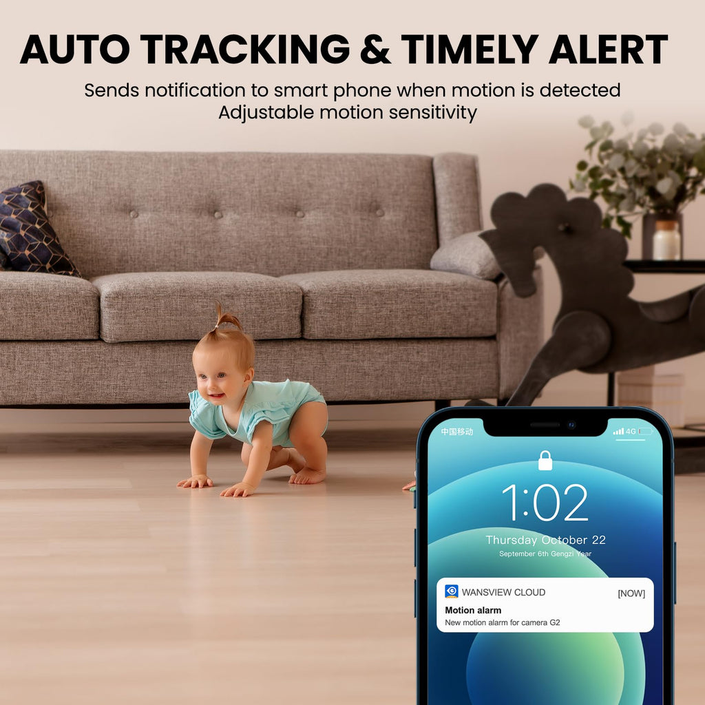 GALAYOU 2K(3MP) Camera Surveillance WiFi Intérieure - Caméra Interieur Maison 360°, Détection Humaine AI, Suivi Intelligent pour Bebe/Chien/Chat/Animaux, Alerte Instantanée G2 (Lot de 2)