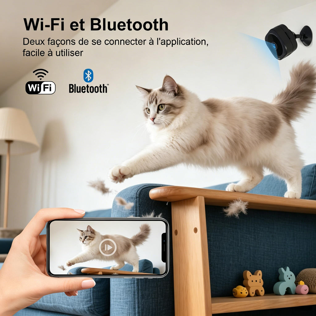 AOBOCAM Camera Espion WiFi 4K avec Cloud – Caméra de Surveillance Intérieure sans Fil, Vision Nocturne Grand Angle 150°, Détection de Mouvement AI Intelligente, Mini Caméra de Sécurité
