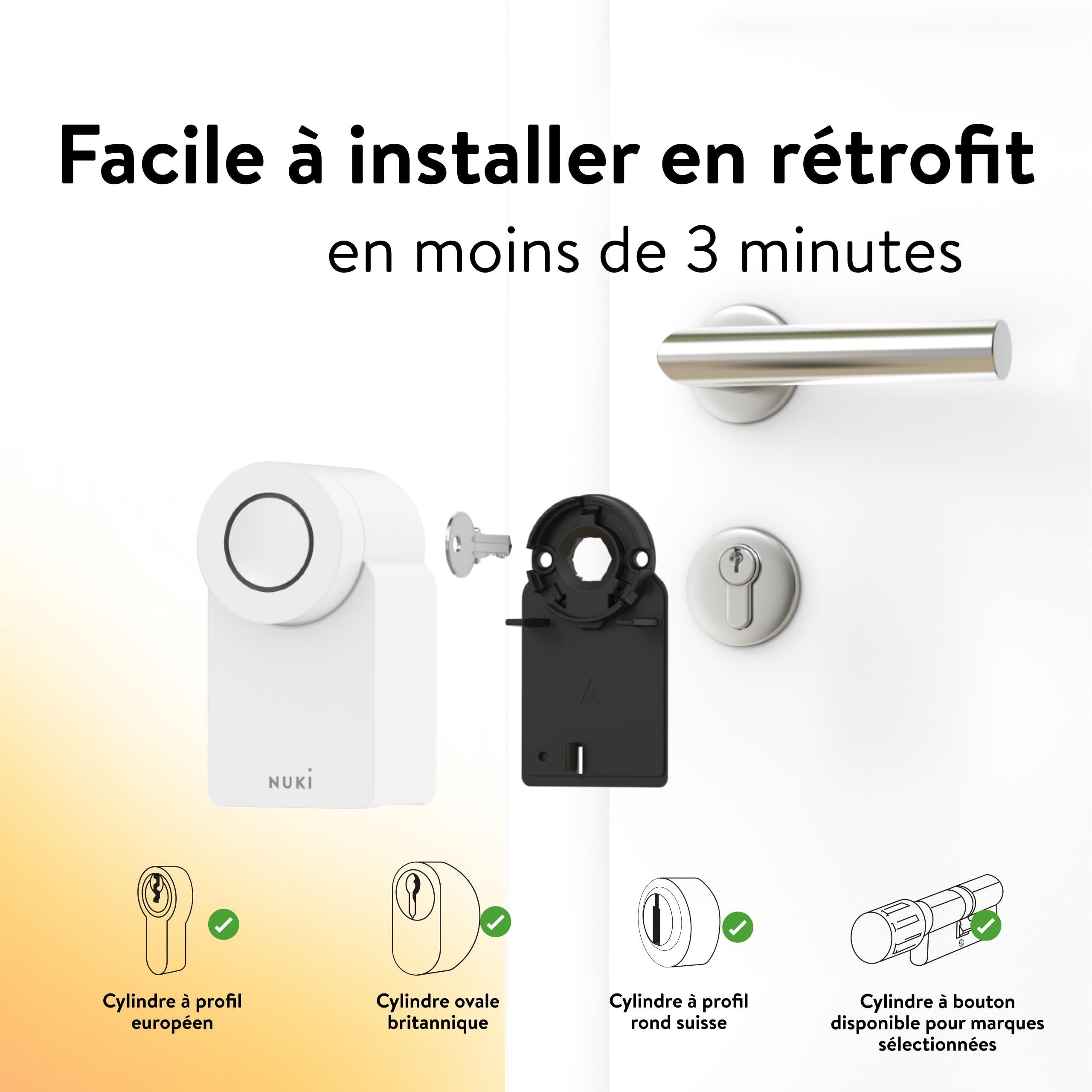 Nuki Smart Lock Go (2025) avec Bluetooth & Matter, serrure connectée transformant votre smartphone en clé, installation facile sans changer de cylindre – Smart Lock