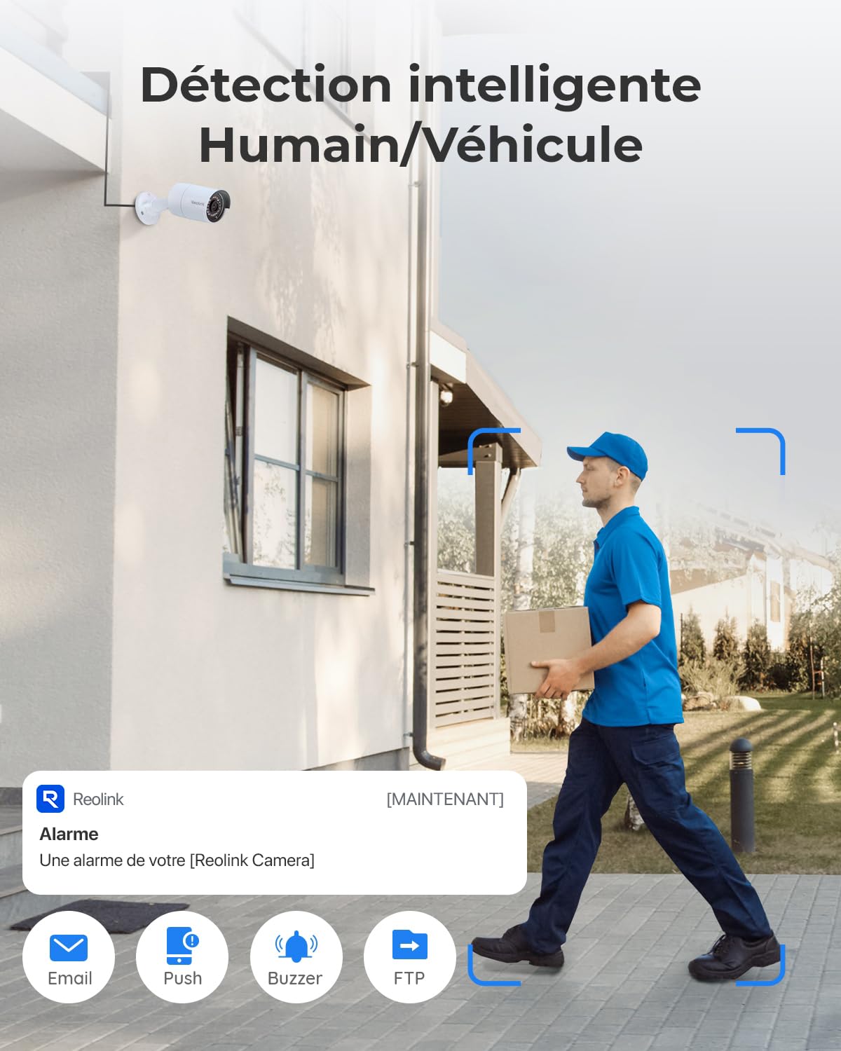 Reolink 5MP Caméra de Surveillance Extérieure, Kit Vidéo Surveillance avec 8CH 2To NVR et Caméra IP PoE Filaire 4X 5MP, Détection Personne/Véhicule, Vision Nocturne 30m avec Audio, RLK8-520D4-5MP
