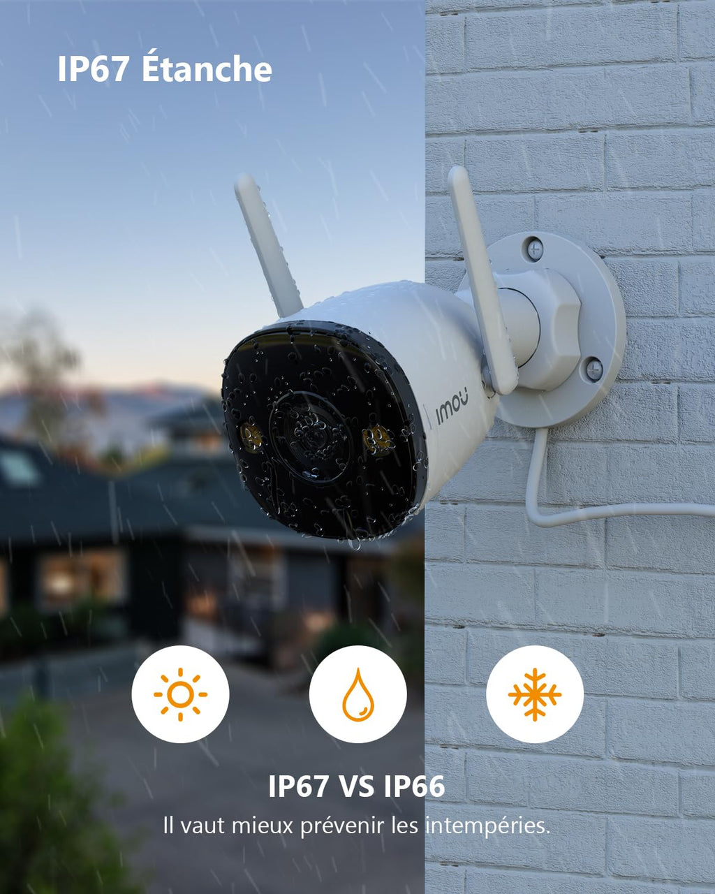 Imou Caméra de Surveillance WiFi Extérieure, 3K Caméra IP WiFi 2.4 GHz Étanche avec Vision Nocturne de 30m, Détection de Mouvement AI (Bullet 2C 5MP)